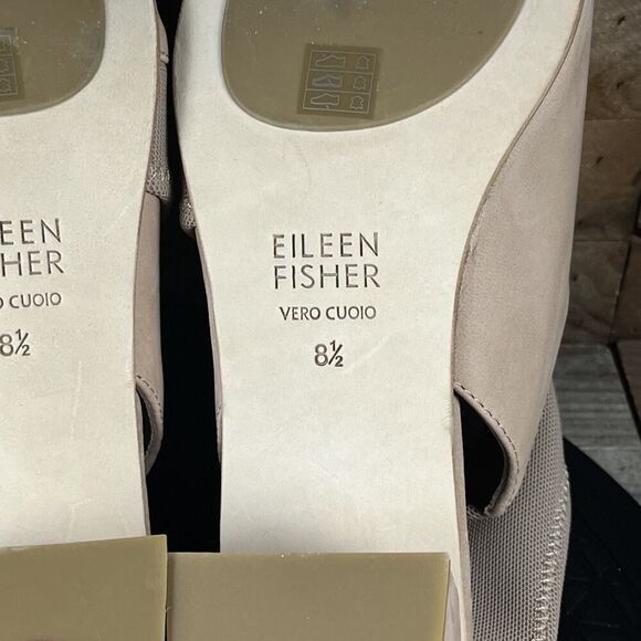 Eileen Fisher Women Size 8.5 Luca Sandal Latte Open Toe Pull On Heel Sandals - Picture 10 of 10